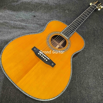 Corps OM personnalisé Spruce Top Peinture jaune Gloss Finition Guitare électrique acoustique avec dos en bois de rose fournisseur