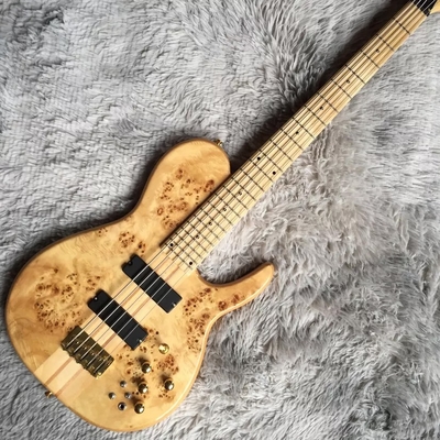 Personnalisé 5 cordes cou à travers le corps Burl Maple Top Bass électrique Guitare fournisseur