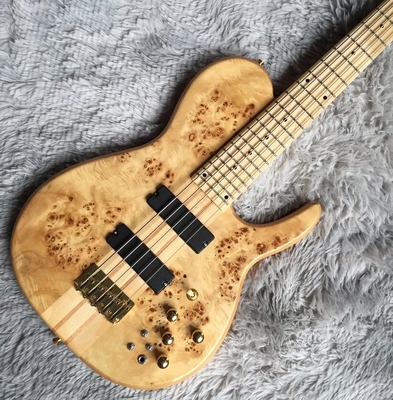 Personnalisé 5 cordes cou à travers le corps Burl Maple Top Bass électrique Guitare fournisseur