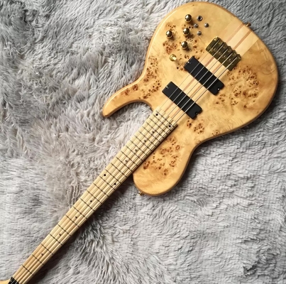 Personnalisé 5 cordes cou à travers le corps Burl Maple Top Bass électrique Guitare fournisseur