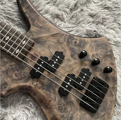 Personnalisé 5 cordes Cou à travers le corps Burl Maple Top Corps spécial Bass Guitare électrique fournisseur