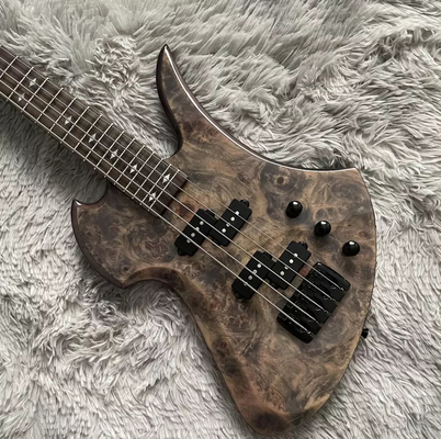 Personnalisé 5 cordes Cou à travers le corps Burl Maple Top Corps spécial Bass Guitare électrique fournisseur