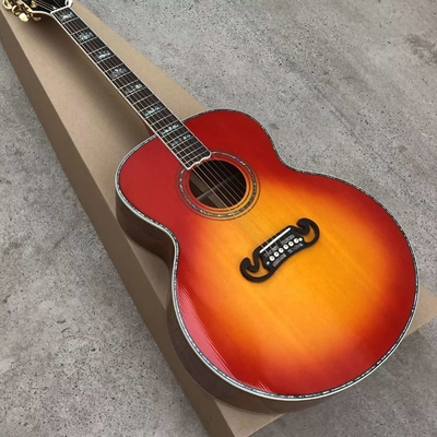 Personnalisé 43 pouces Cherryburst épinette solide haut Abalone incrustations Maple et Koa arrière côté guitare acoustique fournisseur