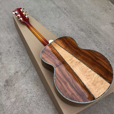 Personnalisé 43 pouces Cherryburst épinette solide haut Abalone incrustations Maple et Koa arrière côté guitare acoustique fournisseur
