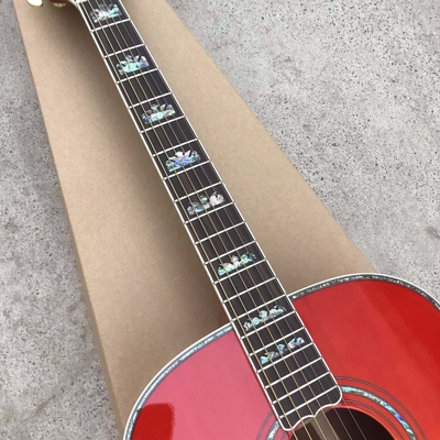 Personnalisé 43 pouces Cherryburst épinette solide haut Abalone incrustations Maple et Koa arrière côté guitare acoustique fournisseur