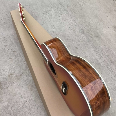 Personnalisé 43 pouces Cherryburst épinette solide haut Abalone incrustations Maple et Koa arrière côté guitare acoustique fournisseur