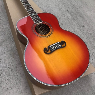 Personnalisé 43 pouces Cherryburst épinette solide haut Abalone incrustations Maple et Koa arrière côté guitare acoustique fournisseur