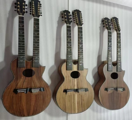 En stock, style Taylor personnalisé double cou Richie Sambora Signature KOA Bois 6+12 cordes Guitare acoustique avec tableau de bord en ébène en finition mate fournisseur