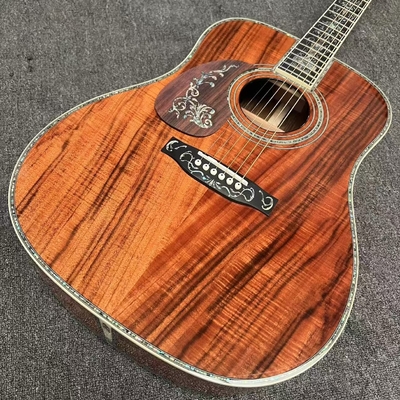 Guitare acoustique à main gauche en D avec KOA en bois à l'arrière du côté de l'abalone en liant l'arbre de vie fournisseur