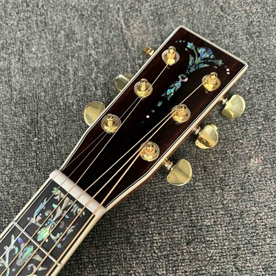 Guitare acoustique à main gauche en D avec KOA en bois à l'arrière du côté de l'abalone en liant l'arbre de vie fournisseur
