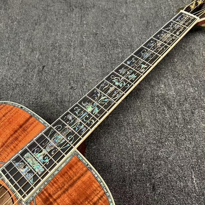 Guitare acoustique à main gauche en D avec KOA en bois à l'arrière du côté de l'abalone en liant l'arbre de vie fournisseur