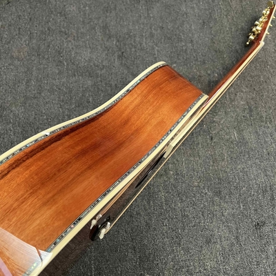 Guitare acoustique à main gauche en D avec KOA en bois à l'arrière du côté de l'abalone en liant l'arbre de vie fournisseur