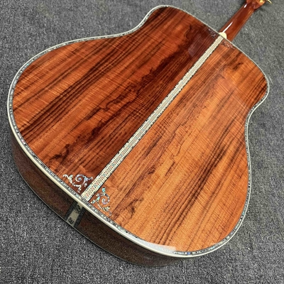 Guitare acoustique à main gauche en D avec KOA en bois à l'arrière du côté de l'abalone en liant l'arbre de vie fournisseur