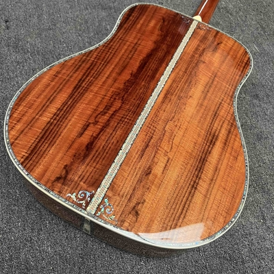 Guitare acoustique à main gauche en D avec KOA en bois à l'arrière du côté de l'abalone en liant l'arbre de vie fournisseur