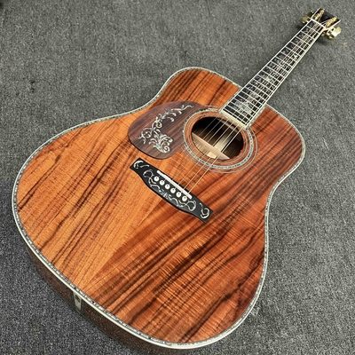 Guitare acoustique à main gauche en D avec KOA en bois à l'arrière du côté de l'abalone en liant l'arbre de vie fournisseur