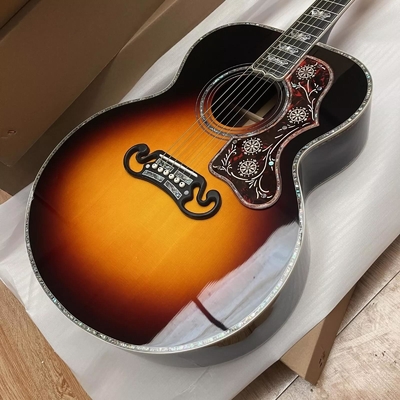 Couleur Sunburst personnalisée SJ200 ALL en bois massif Jumbo Guitare acoustique type Crown Monarch fournisseur