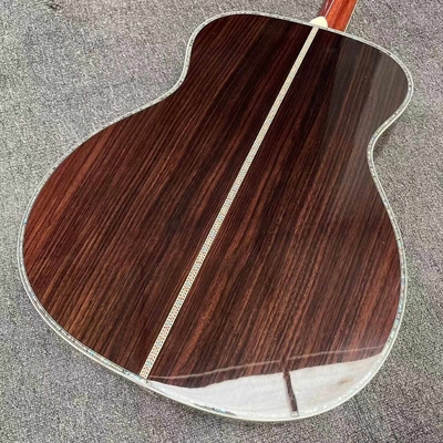 Custom Solid Spruce OM Body Solid Rosewood Back Side Acoustic Electric Guitar Abalone Binding fournisseur
