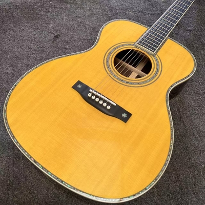 Custom Logo on Headstock, Solid Spruce OM Body Solid Rosewood Back Side Acoustic Electric Guitar Abalone Binding fournisseur