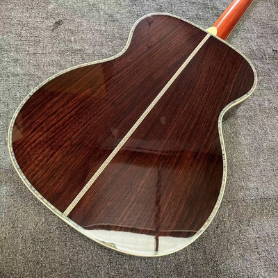Custom Logo on Headstock, Solid Spruce OM Body Solid Rosewood Back Side Acoustic Electric Guitar Abalone Binding fournisseur