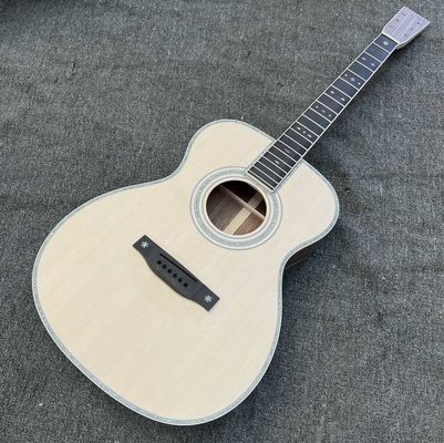 Custom Solid Spruce Top OM Kits Acoustic Guitar without Finishing, Customized Logo on Headstock fournisseur