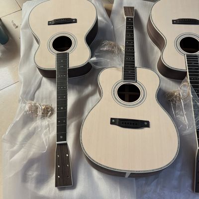 Custom Solid Spruce Top OM Kits Acoustic Guitar without Finishing, Customized Logo on Headstock fournisseur