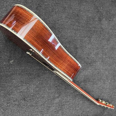Guitare acoustique personnalisée à 6/12 cordes, solide, KOA, face arrière, reliure en ormeau, avec Logo personnalisé en ormeau fournisseur