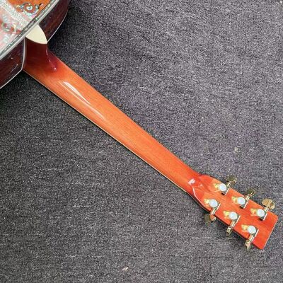 Guitare acoustique personnalisée à 6/12 cordes, solide, KOA, face arrière, reliure en ormeau, avec Logo personnalisé en ormeau fournisseur
