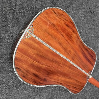Guitare acoustique personnalisée à 6/12 cordes, solide, KOA, face arrière, reliure en ormeau, avec Logo personnalisé en ormeau fournisseur
