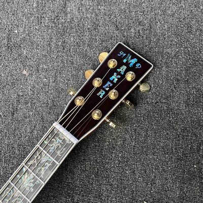 Guitare acoustique personnalisée à 6/12 cordes, solide, KOA, face arrière, reliure en ormeau, avec Logo personnalisé en ormeau fournisseur