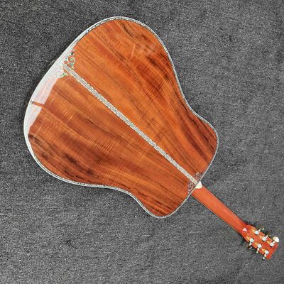 Guitare acoustique personnalisée à 6/12 cordes, solide, KOA, face arrière, reliure en ormeau, avec Logo personnalisé en ormeau fournisseur