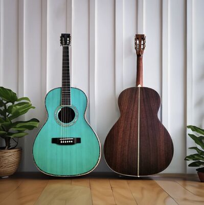 Guitare acoustique personnalisée O28 Parlour en palissandre massif, avec largeur d'écrou de 45mm, petite guitare O en finition bleu satiné fournisseur