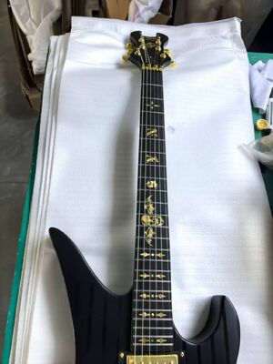 Synyster Gates – guitare électrique personnalisée de Style Schecter, Signature "Dark Night", finition mate, rayures noires, matériel doré fournisseur