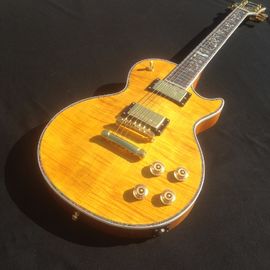 Guitare électrique LP standard avec matériel en or et incrustation de fleurs fournisseur