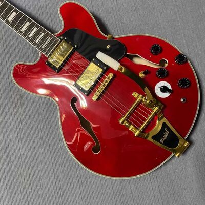 Guitare électrique jazz semi-creuse de style Gibson ES-335 personnalisée avec Bigsby fournisseur
