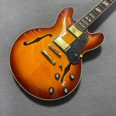 Custom Gibson Style ES Supreme Bourbon Burst Semi Hollow Body Jazz Guitare électrique fournisseur