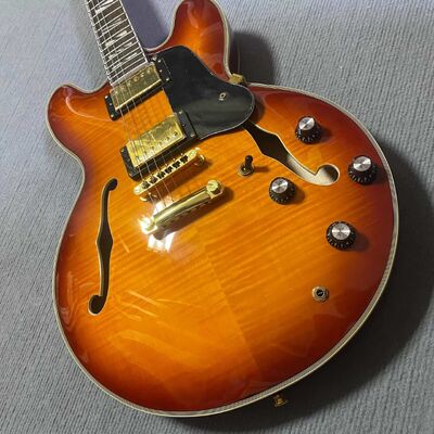 Custom Gibson Style ES Supreme Bourbon Burst Semi Hollow Body Jazz Guitare électrique fournisseur