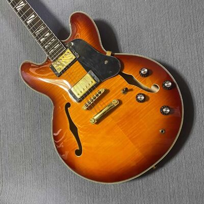 Custom Gibson Style ES Supreme Bourbon Burst Semi Hollow Body Jazz Guitare électrique fournisseur