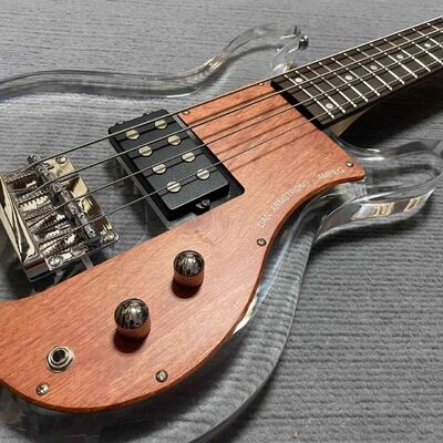 Custom Dan Armstrong 4 cordes acrylique basse électrique manche en érable touche en palissandre avec H fournisseur