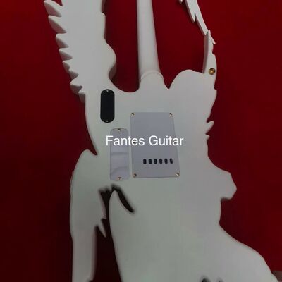 Guitare électrique Angel sculptée à la main sur mesure en blanc avec lumière LED, UNE SEULE EN STOCK fournisseur