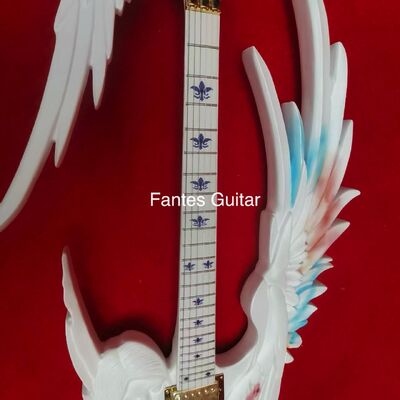 Guitare électrique Angel sculptée à la main sur mesure en blanc avec lumière LED, UNE SEULE EN STOCK fournisseur
