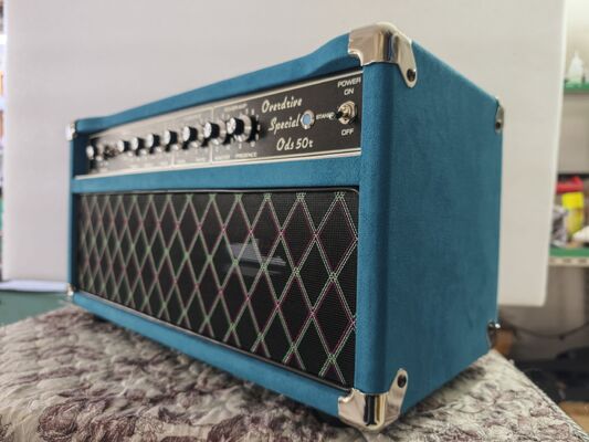 Grand Amp ODR, tête d'amplificateur de guitare à valve de réverbération spéciale Overdrive câblée à la main ODS50R par Grand 50W, tubes JJ, bleu suède, accepte les amplis OEM fournisseur
