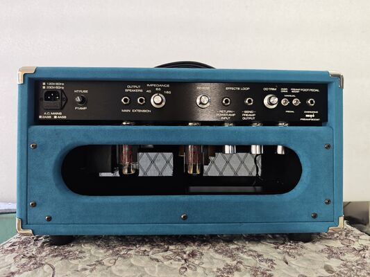 Grand Amp ODR, tête d'amplificateur de guitare à valve de réverbération spéciale Overdrive câblée à la main ODS50R par Grand 50W, tubes JJ, bleu suède, accepte les amplis OEM fournisseur