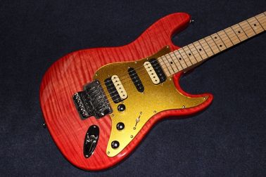 Nouveau, de qualité supérieure, rouge Tigre Flamme Guitare électrique Basses en bois solide Corps stratosphère Maple Fingerboard roue en acier fournisseur