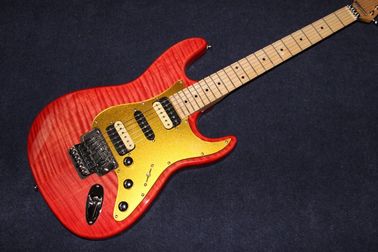 Nouveau, de qualité supérieure, rouge Tigre Flamme Guitare électrique Basses en bois solide Corps stratosphère Maple Fingerboard roue en acier fournisseur