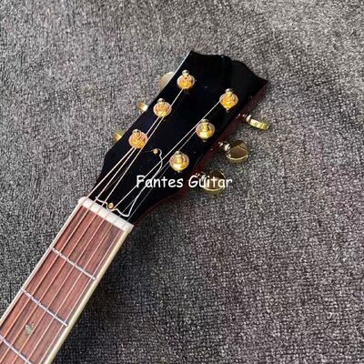 Guitare acoustique personnalisée J45s en bois massif, 41 pouces, avec touche en ébène, chevrons, ormeau fournisseur