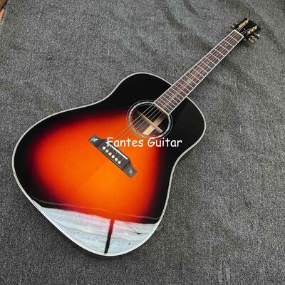 Guitare acoustique personnalisée J45s en bois massif, 41 pouces, avec touche en ébène, chevrons, ormeau fournisseur