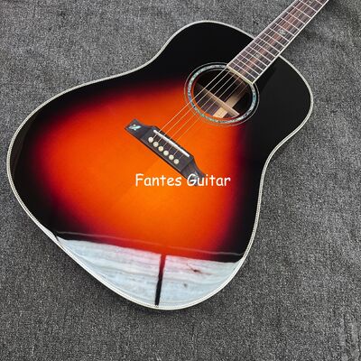 Guitare acoustique personnalisée J45s en bois massif, 41 pouces, avec touche en ébène, chevrons, ormeau fournisseur
