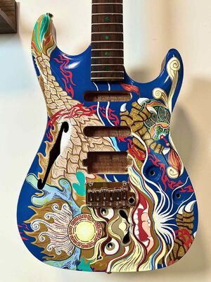 Guitare électrique peinte à la main personnalisée, accepter guitare et basse avec OEM fournisseur