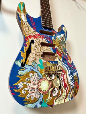 Guitare électrique peinte à la main personnalisée, accepter guitare et basse avec OEM fournisseur