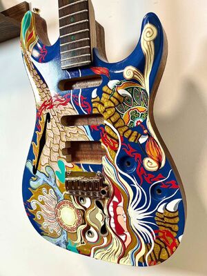 Guitare électrique peinte à la main personnalisée, accepter guitare et basse avec OEM fournisseur